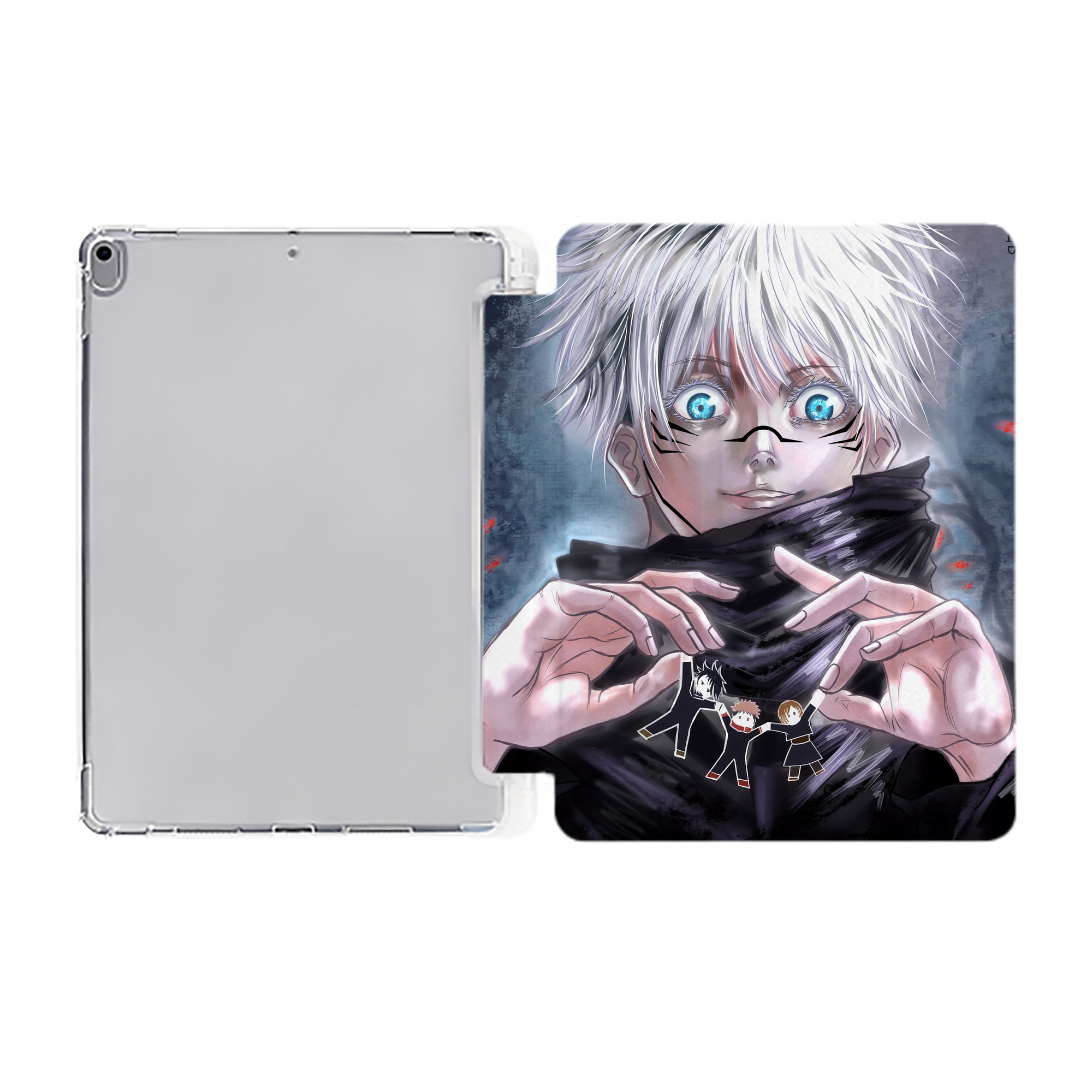 （画像用） 呪術廻戦 Jujutsu Kaisen IPad ケース ペン収納付き 三つ折りスタンド PUレザー×シリコン 対応機種9.5/10.5/10.9インチ